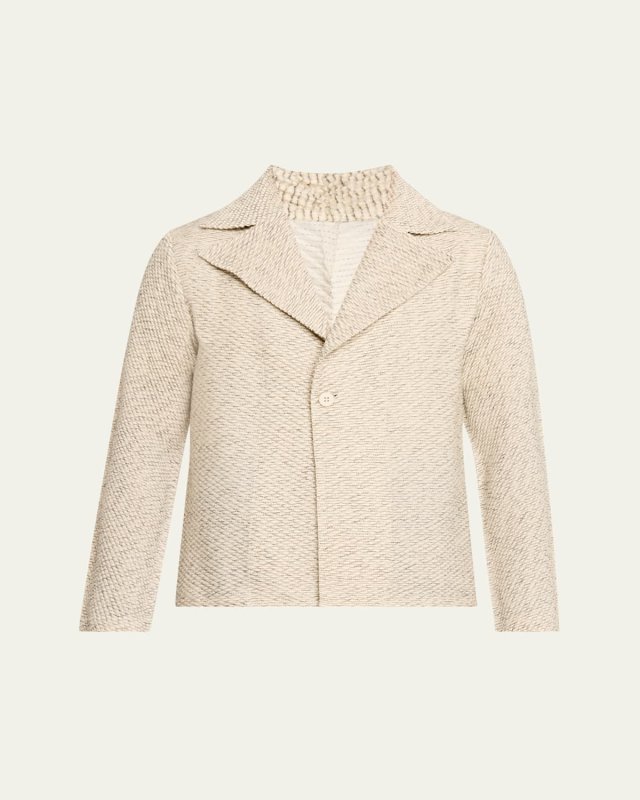 Warm Pleats One-Button Wool Jacket